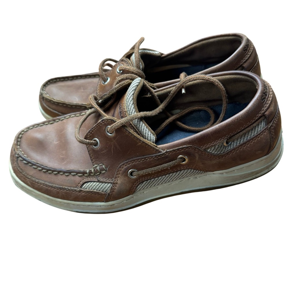 Sebago Bar Harbor Walnut‎ Leather Boat Shoes Mens 8M B24267 Brown Mesh Loafers
